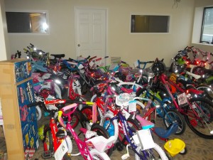 Bikes at Toys for Tots Warehouse