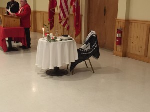 POW/MIA Table, let us never forget those bothers and sisters that are still missing and have not returned home. 