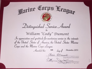 Cody Dumont's Distinguished Service