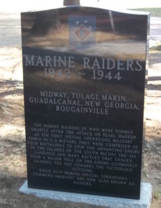 This monument is dedicated the Marine Raiders of WWII. 